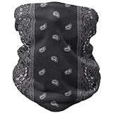 Motique Accessories Paisley Bandana Neck Gaiter Tube Headwear Motorcycle Face Scarf - Black