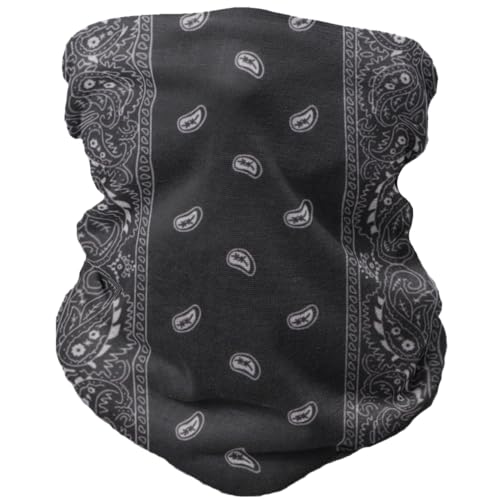 Motique Accessories Paisley Bandana Neck Gaiter Tube Headwear Motorcycle Face Scarf - Black