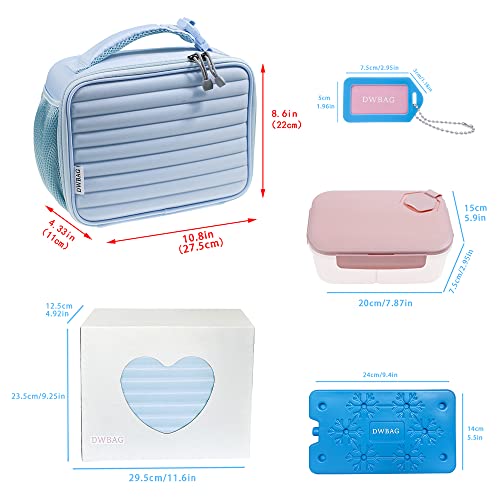 Dwbag Insulated Lunch Bag For Women/Men - Reusable Lunch Box For Office Work Picnic Beach - Leakproof Cooler Bag Freezable Lunch Bag For Adult - Light Blue #TOP3