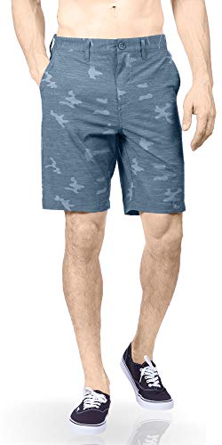 Visive Premium Hybrid Shorts Men Quick Dry Golf Stretch Board Shorts Swim Trunks Summer Big Men Blue Camo - 422