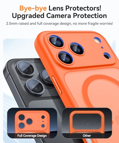 Image of CANSHN Magnetic Compatible with iPhone 17 Pro Max Case, Upgraded [Full Camera Protection] [Compatible with Magsafe] [Translucent Matte] Shockproof Protective Phone Cover 6.9 Inch - Orange