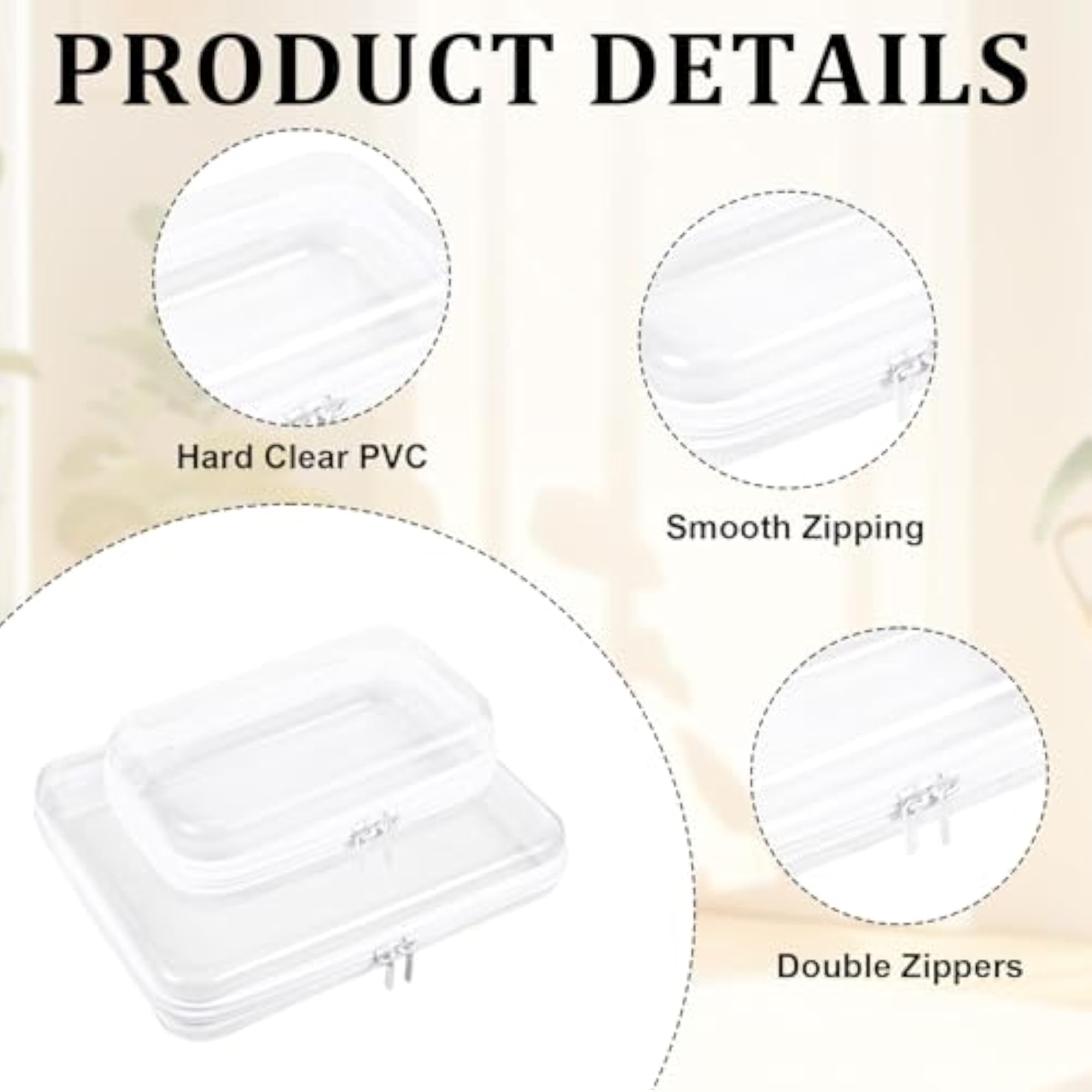 2 Pcs Clear Hard Shell Zipper Case Set