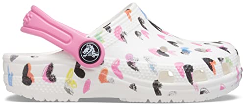 CROCS Classic Heart Print Clog K - White - C6 , 207000-100-C6, Kids Unisex , White , C6