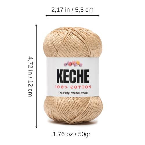 Image of Cotton Yarn - 100% Cotton Yarn for Crocheting and Knitting, Mercerized Cotton Amigurumi Yarn Fine-Sport 2 1.76 oz (50g) / 136 Yrds (125 m) 2 Skeins - Light Camel