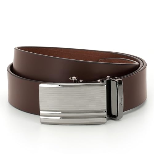 Genuine Leather Belt for Men, Smooth Autolock Buckle, Black, Brown, Navy Blue, Premium Metal Ratchet Design3