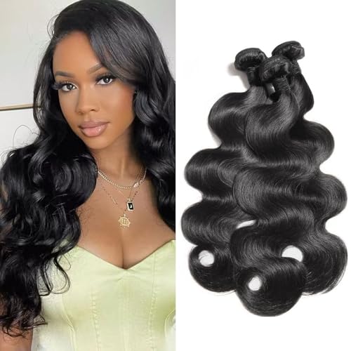 STAROCO Human hair Bundles Body Wave 18 20 22 Inch Body Wave Human Hair Bundles 100% Unprocessed Brazilian Virgin Hair 3Bundles Human Hair Bundles Body Wave Human Hair Extensions Natural color