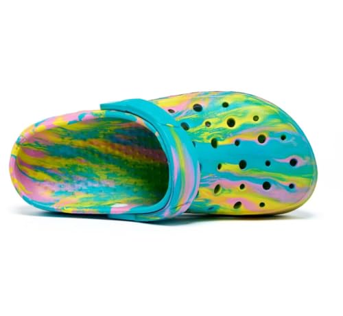 Image of Generic Boys&Girls Classic Marbled Tie Dye Clog shoes Camouflage Clogs size5, Blue Yellow