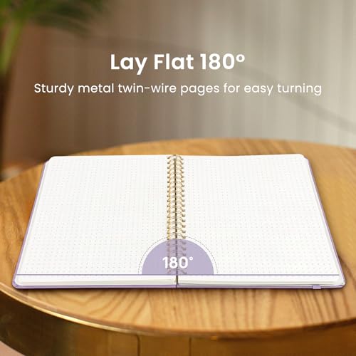 Image of Taja Dotted Spiral Journal Notebook for Women & Men, 140 Pages, Dotted Notebook for Journaling & Note Taking, Journals for Writing, A5(5.7 inch x 7.9 inch) - Purple