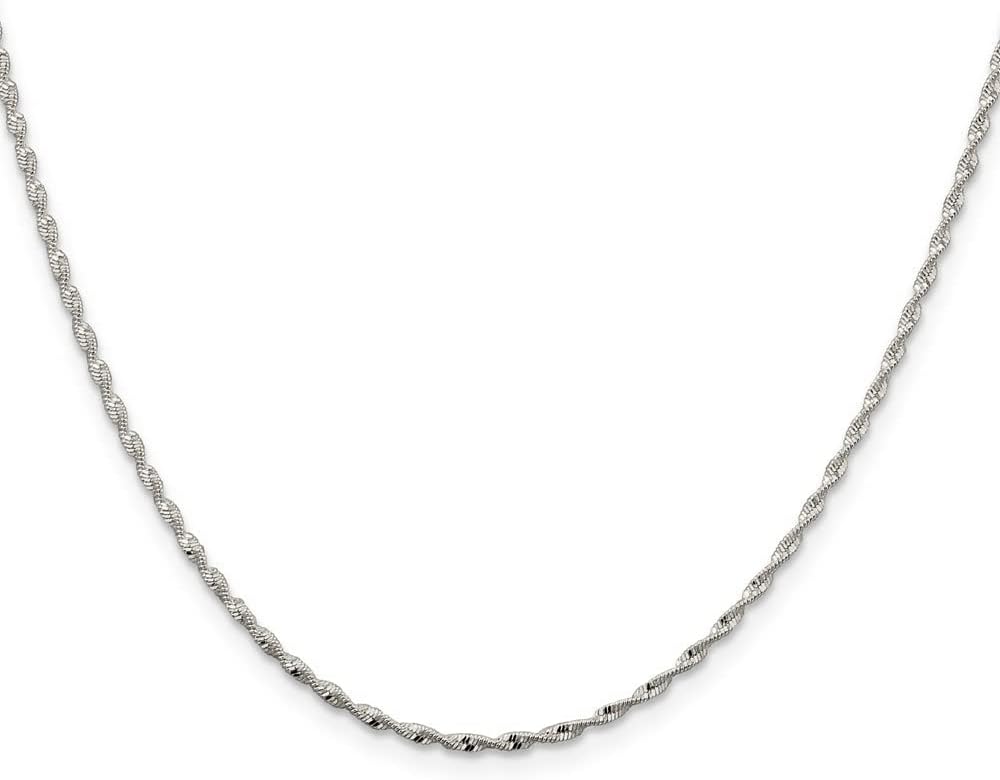 Diamond2Deal Sterling Silver 1.65mm Twisted Herringbone Chain Necklace