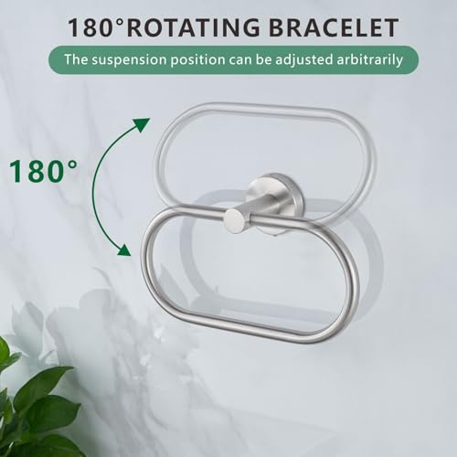 EOLAX Handtuchring zum Bohren, Handtuchhalter aus Gebürstetem Nickel, Moderner Badetuchhalter Wandhalterung, Handtuchhalterung Edelstahl Wandmontage, Badezimmer Zubehör