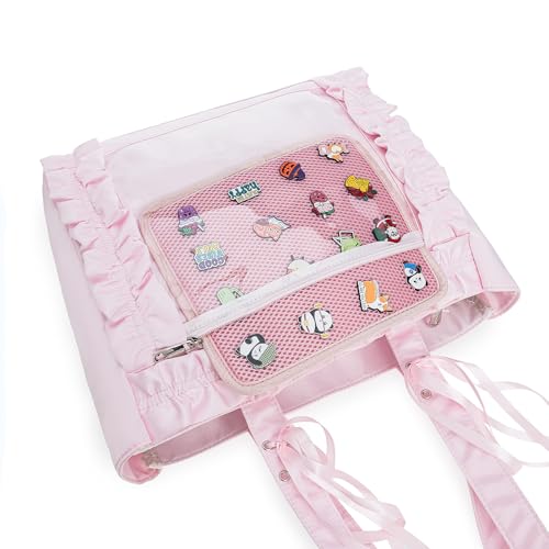 Bolso Tote Ita Kawaii con borde ondulado Bowknot miniatura 5