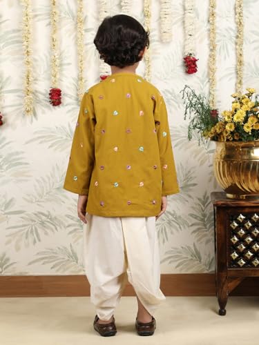 Image of POLKA TOTS 100% Cotton Elegant Traditional Dhoti Kurta Set for Baby Boys | Ultra-soft Cotton Ethnic Dress for Festivals and Weddings | Traditional Angrakha Dress for Kids Boys