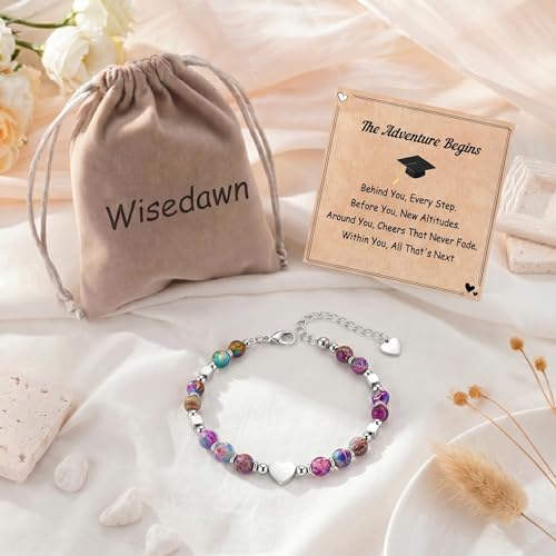Image of Graduation & Back to School Gifts for Girls, Natural Stone Beaded Bracelet with Inspirational Quote Card, Jewelry for Daughter Granddaughter Niece Student