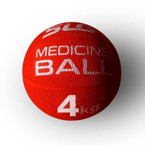 Image of SLG Rubber Medicine /Exercise Ball -Upper & Lower Body Exercises |Fitness Ball for Strength, Balance & Core Workouts| Material:Rubber(Red, 4 Kg)