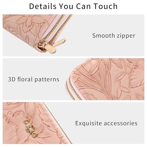 Image of RNIEGA Wallets for Women RFID Blocking Leather Women's Wallet Large Capacity Double Zip Wristlet Clutch | Credit Card Holder Ladies Phone Purse
