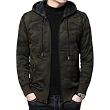 Shuanghao Hombre Capucha Camuflaje Jerséis Séter Punto Chaqueta Cárdigan - Sudaderas Casual Invierno Grueso Calienteita Forro de Pelusa Cardigan Suéter Jersey Otoño Vestir para Hombre Verde XL