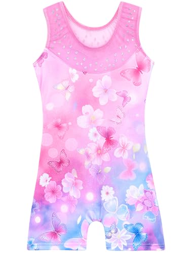 Image of Leotards for Girls Gymnastics Toddler Dance Biketards Mermaid Unicorn Athletic Dance Wear Shiny Rainbow Blue Hotpink
