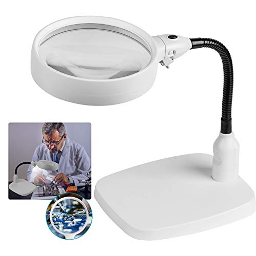 Pesivi 8x lighted desktop magnifier, extra large 5.5 inch lens an…