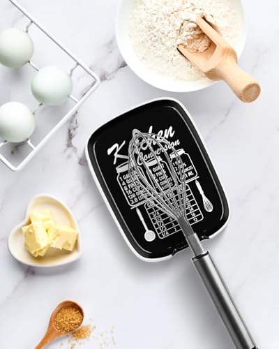 Image of Black Spoon Rest for Stove Top, Ceramic Spoon Holder for Kitchen Counter | Funny Large Cooking Utensil Rest, Conversion Chart Modern Farmhouse Kitchen Decor and Accessories for Cooking Lovers