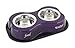 Buddy'S Line Bone Shaped Stainless Steel Double Diners Pet Bowl, Purple, 1-Pint