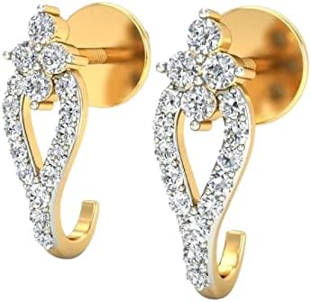 0.50ct Round Cut VVS1 D Diamond Earring Bali Studs for Women 14k Yellow Gold Over Sterling Silver S925