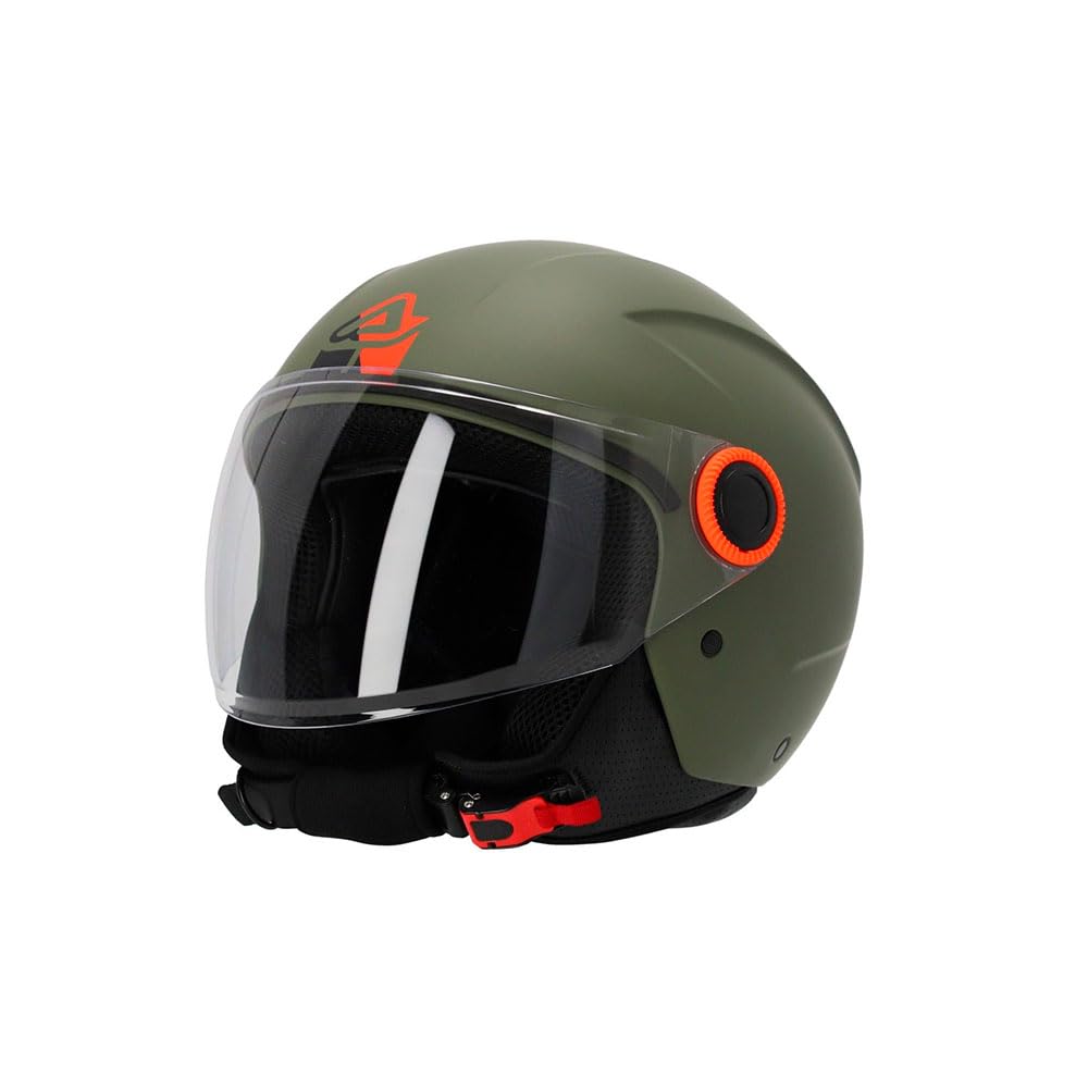 Acerbis Casco Jet Brezza con visera y homologación ECE 22.06 (verde militar opaco – Talla L)