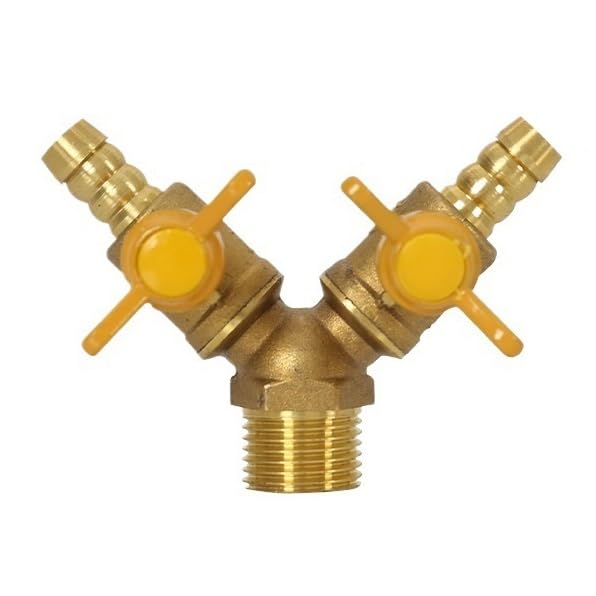 JIYAMI'EN EL Y-Shaped Splitter DN15 1/2inch Male to 10mmm Hose Barb Brass Ball Valve Air Fuel Gas