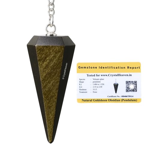 Image of Certified Golden Sheen Obsidian Pendulum Dowsing Tool - Natural Crystal Pendulum for Spiritual Guidance - Premium Dowser Pendulum for Accurate Divination and Energy Healing - Perfect for Energy Healing and Chakra Balancing - Handcrafted with Precision and Elegance