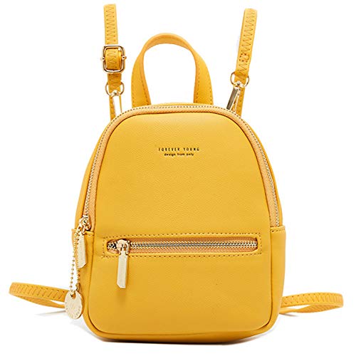 Q QICHUANG Women's Cute Mini Backpack PU Leather Crossbody Bag Fashion Small Purse with One Shoulder Strap Gift for Women (yellow)