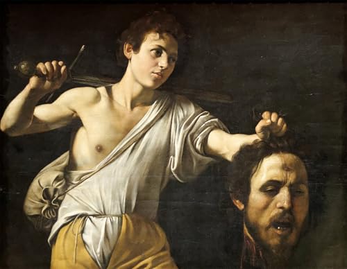 Tableau Caravaggio David et Goliath pour décoration murale salon moderne 60x90cm