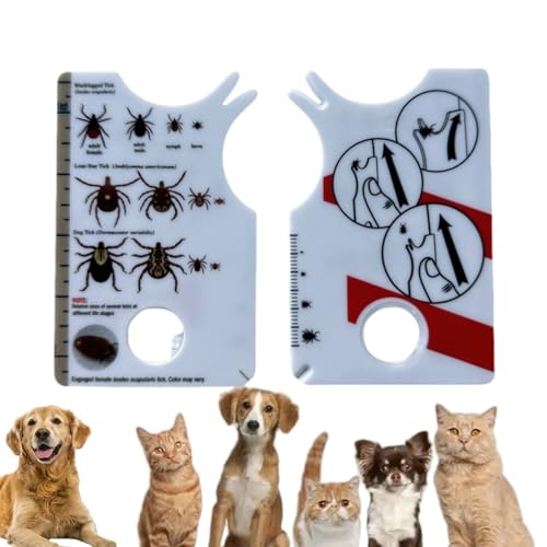 Ti-ck Card for Humans,Ti-ck Remover Tools,Ti/ck Cards with Magnifying Glass,Pet Ti-ck Catcher,Suitable for Removing Ti-cks on Cats and Dogs,Portable Ti/ck Remover Tool,Easy Removal of Ti-cks,Plastic