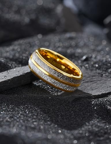 Image of THREE KEYS JEWELRY Tungsten Wedding Band Meteorite Inlay for Men Women