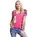 Produktbild Yakuza Damen Lighting Skull Dye V-Neck T-Shirt, Rose Red, XS