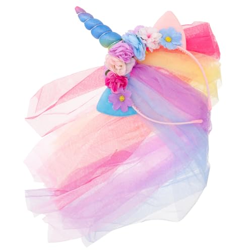 EXQUIMEUBLE Diadema De Unicornio Tocado De Velo Diseño Lindo Complemento Ideal Para Pequeñas