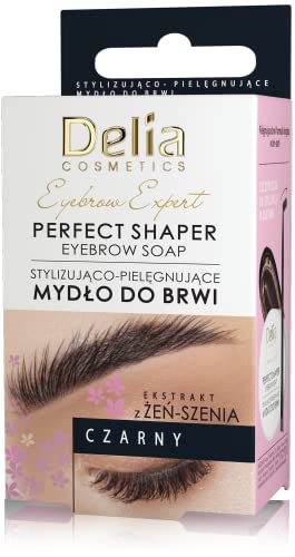 Delia Cosmetics - EYEBROW EXPERT - Styling Seife für die Augenbrauen - Schwarz - Pflege und Feuchtigkeitszufuhr - Jede Haarfarbe - Ginseng-Extrakt - Set - 10ml