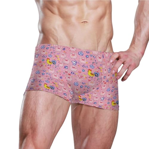 Cute Pig Mens Swim Trunk Swimwear Bathing Suit Swim Brief Square Leg Board Short S B04052023