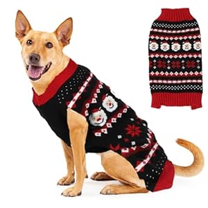 HAPEE Christmas Dog Sweaters for Large Dogs,Santa Pet Clothes,Xmas Dog Accessories, Dog Apparel (P04-RedBlack Santa, XXX-Large)