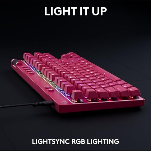Image of Logitech G PRO X TKL Rapid (Tenkeyless) Wired Gaming Keyboard: Magnetic Analog Switches with Rapid Trigger, Lightsync RGB, Detachable USB-C Cable, Volume Roller & Media Buttons - Magenta