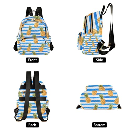 Sac à dos multifonction 35,6 cm à rayures avec compartiments et motif ananas - 2
