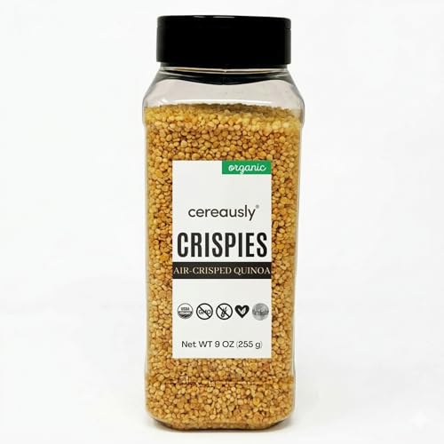 CEREAUSLY Organic Quinoa Crispies – Puffed Quinoa Superfood Crunch – Ancient Grain Cereal & Yogurt Topping – No Added Sugar – Gluten Free, Vegan, Kosher – 9 oz