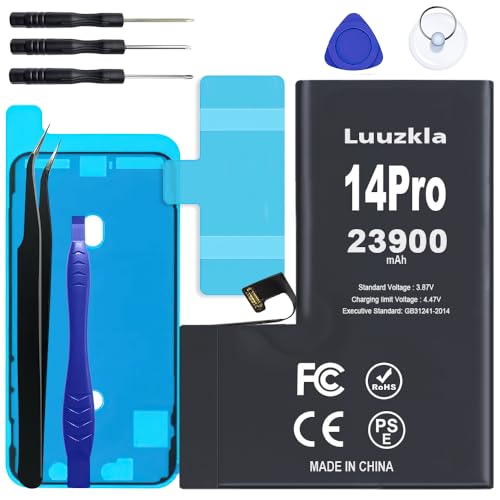 Luuzkla 23900mAh Battery Compatible with iPhone 14 Pro (New Upgrade) Super Capacity Battery Compatible with iPhone 14 Pro with Full Tool Kits-0 Cycle High Capacity (24-Month Service)