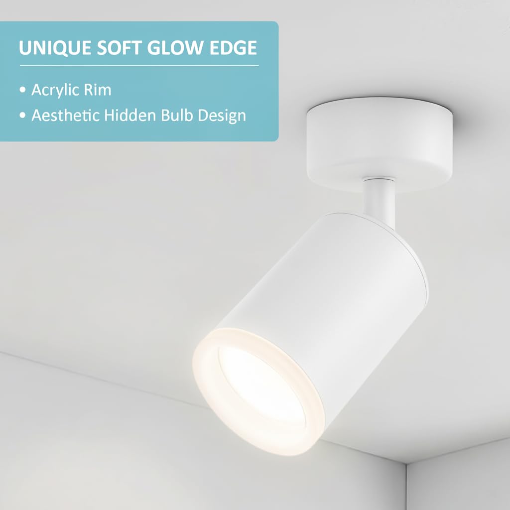 Cinsenten 2 Pack White Ceiling Spotlights, Adjustable GU10 Socket Wall/Ceiling Spot Lights Indoor - Image 3