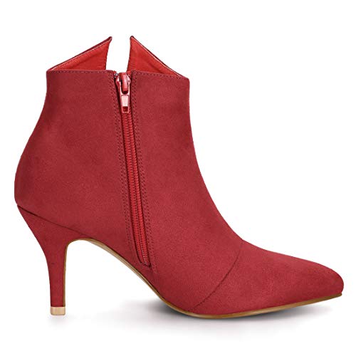 Allegra K Women's Bow Stiletto Heel Red Ankle Boots 8 M Us #TOP5