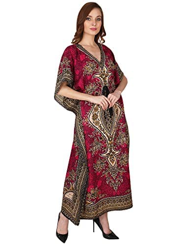 ukal Women Ladies Oversized Maxi Kimono Loungewear Cover ups Kaftan Tunic Caftan Nightgown Sleepwear House Dress (Free Size)-picture-53