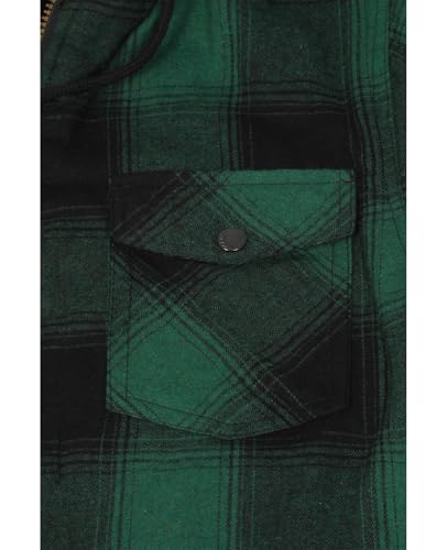 Image of ZENTHACE Mens Sherpa Lined Flannel Shirt Jacket with Hood,Full Zip | All Sherpa Lining,Adjustable Drawstring,4 Utility Pockets,Transitional Weather Layering Coat,Outdoor Walk,Casual Dailywear