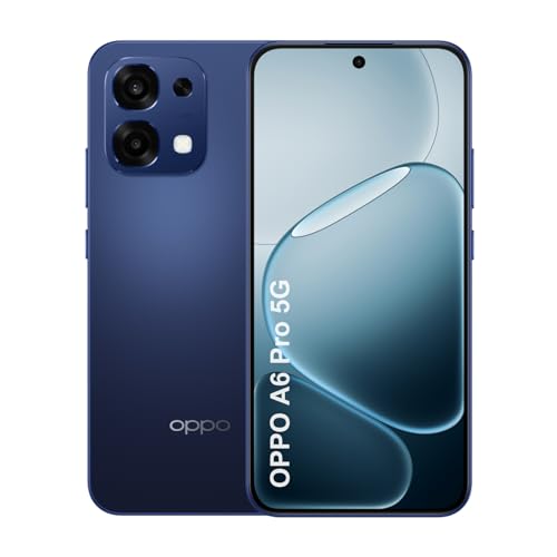 OPPO A6 Pro 5G Smartphone, Batería de 6500mAh, Carga Rápida SUPERVOOC de 80W, Pantalla AMOLED de 6,57' 120Hz, Dimensity 6300, 8+256GB, Supercool VC, Cámara AI de 50MP+2MP, IP69, Dual SIM, Azul