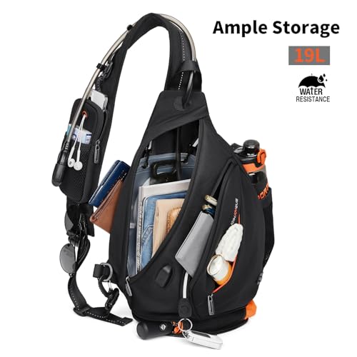 Mochila Sling Negra 19L para Hombre con Porta Botella miniatura 3