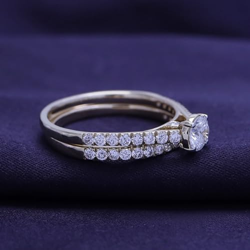 Bridal Set Rings For Women, 1.00 Carat (ctw) Lab Grown Diamond Engagement Wedding Ring For Women In 10K Solid Gold Jewelry Gifts For Her 5