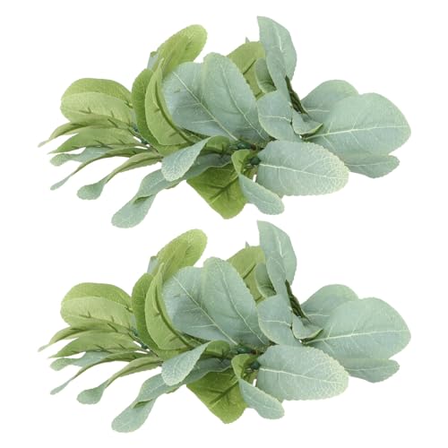Cabilock Candle Rings Wreaths 2pcs Wedding Candle Rings Green Eucalyptus Leaves Wreaths Artificial Leaf Candle Rings Boho Candle Pillars Holder