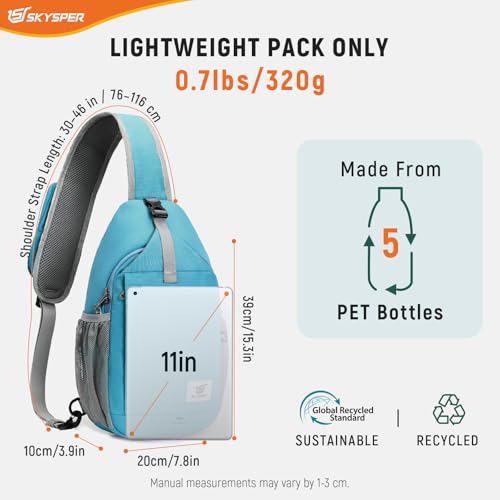 Image of SKYSPER Sling Bag RFID Cross Body Bag Recycled Crossbody Backpack Travel Daypack
